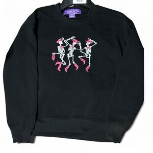 Halloween Kids Sweatshirt Skeleton Dancing with small bag NWT S10-12